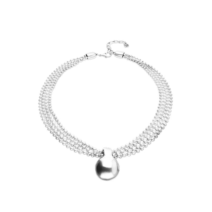 Short Necklace with Silver Threads and Large Sphere