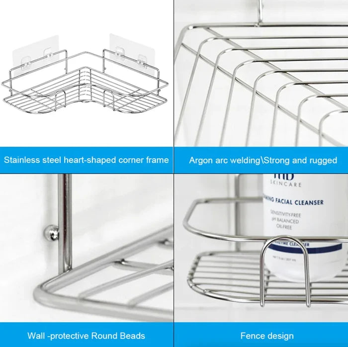 Shower Caddy Shelf Bathroom Corner Bath Storage Holder Organizer Triangular Rack Rieworkes