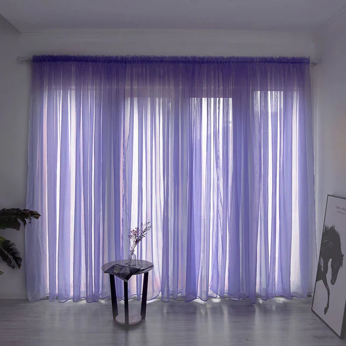 Simple And Modern Balcony Solid Color Gauze Curtain Rieworkes