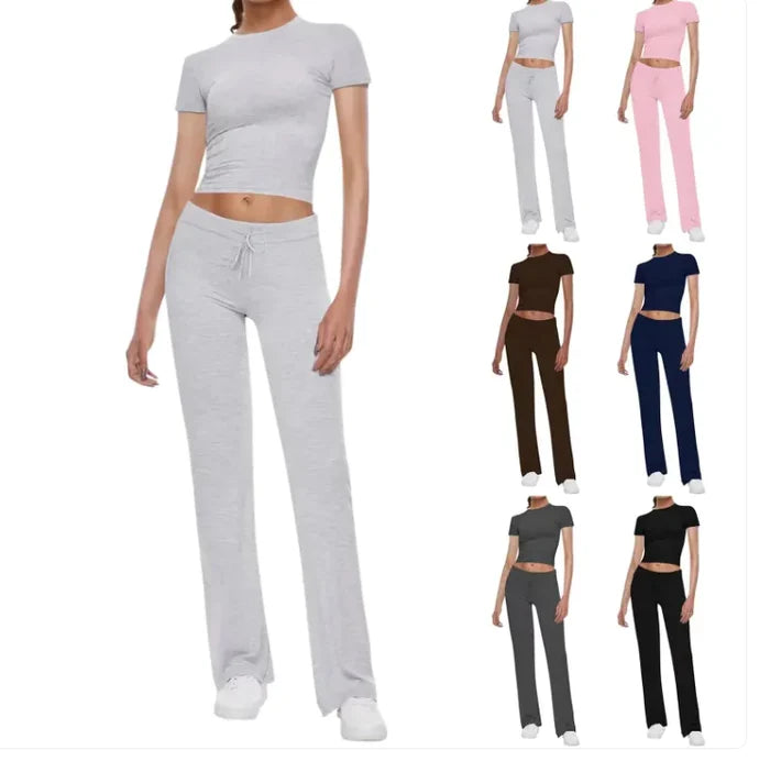 Solid Color T-shirt Casual Pants Suit Rieworkes