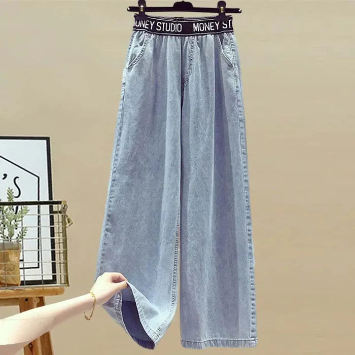 Stripe Blouse & Denim Pants Set Rieworkes