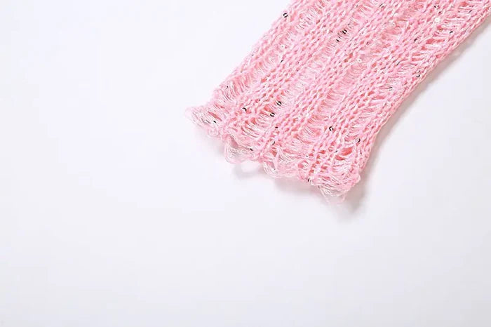 Sweet Like Sugar Distressed Crochet Mini Skirt Set Rieworkes