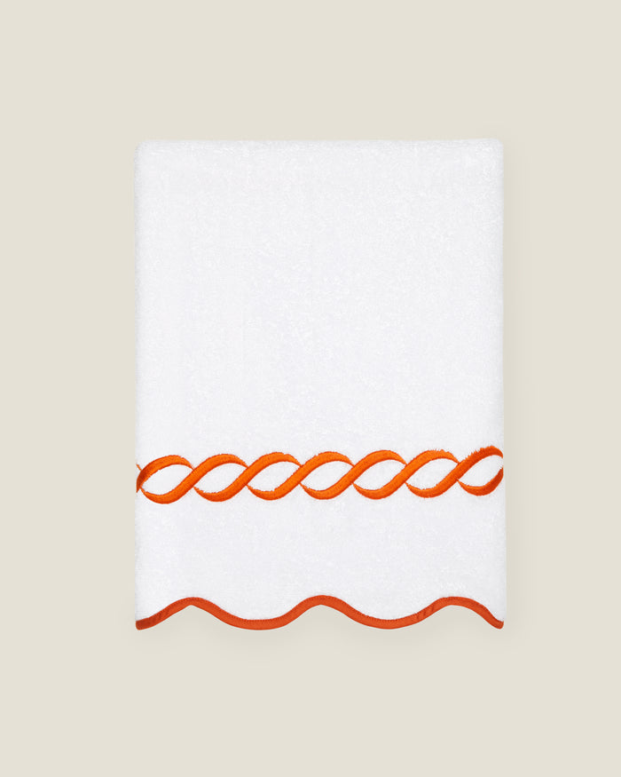 Treccia white/orange hand towel