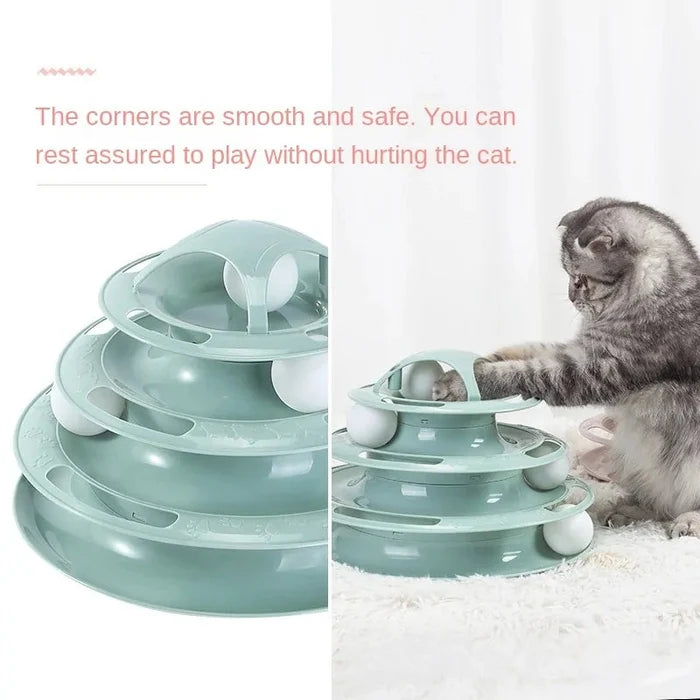 Turntable Balls 4 Layers Play Track Plate Cats Toys Rieworkes