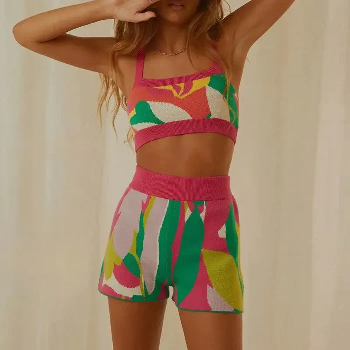 Two Piece Sets Women Knit Short Rieworkes