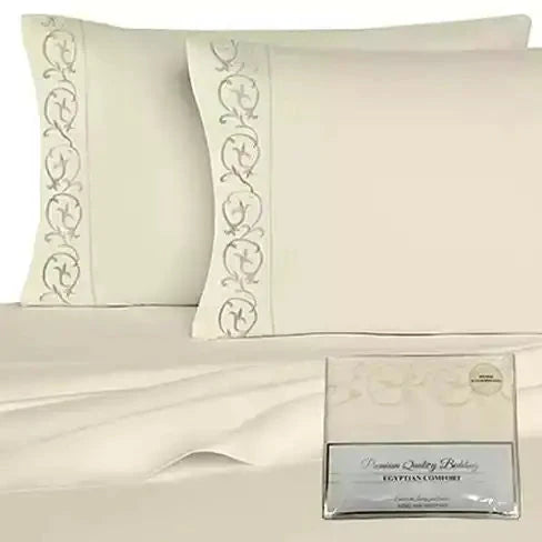 Victoria Embroidered 4 Pc Microfiber 1800 TC Sheets Set Rieworkes