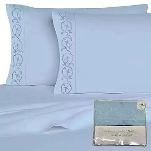 Victoria Embroidered 4 Pc Microfiber 1800 TC Sheets Set Rieworkes