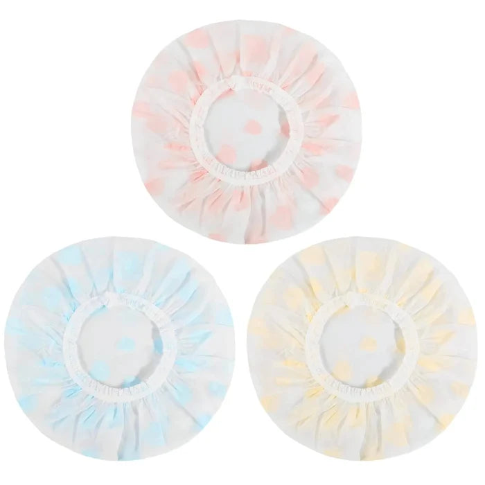Waterproof Shower Caps, 3 Pcs Plastic Reusable Shower Caps Elastic Band Bath Caps for Women Ladies Spa Salon F Rieworkes