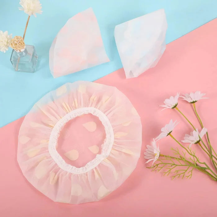 Waterproof Shower Caps, 3 Pcs Plastic Reusable Shower Caps Elastic Band Bath Caps for Women Ladies Spa Salon F Rieworkes