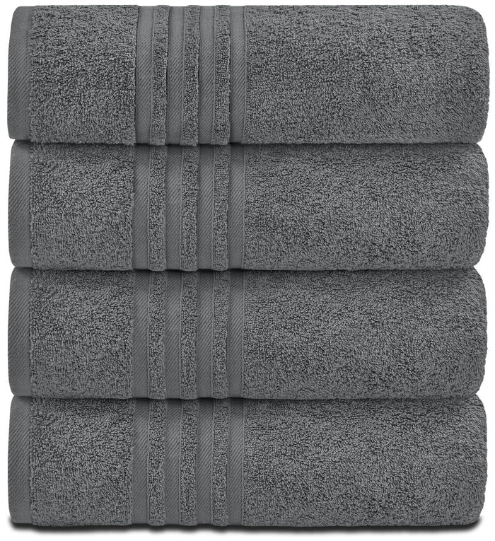 Wealuxe Grey Bath Towels Set of 4 Cotton 27x54 Inch Body Towel for Hotel Gym Rieworkes