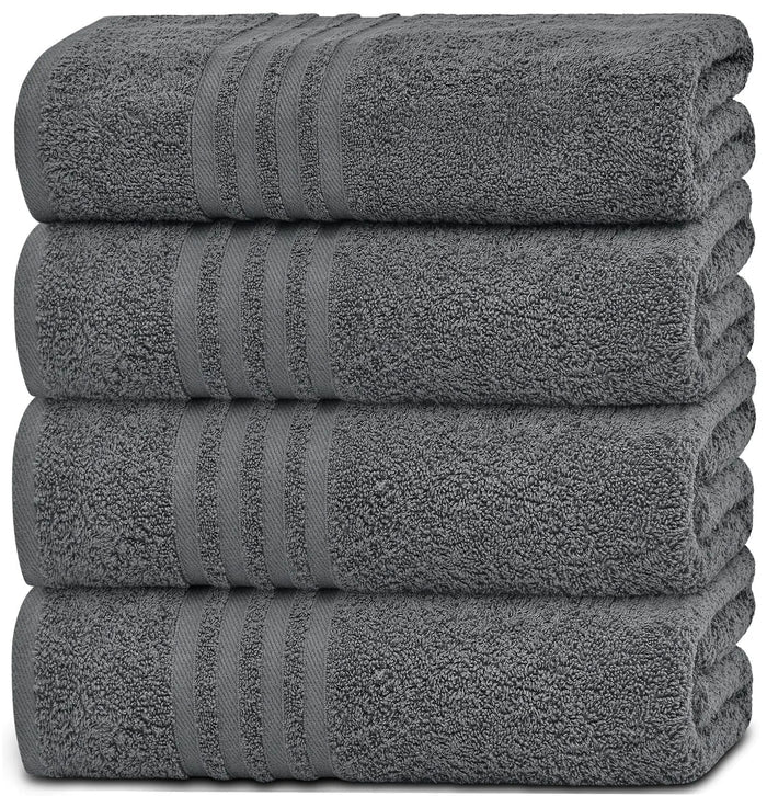 Wealuxe Grey Bath Towels Set of 4 Cotton 27x54 Inch Body Towel for Hotel Gym Rieworkes
