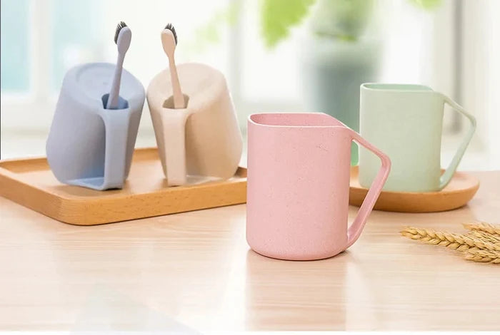 Wheat Square Mouth Oblique Toothbrush Cup Rieworkes