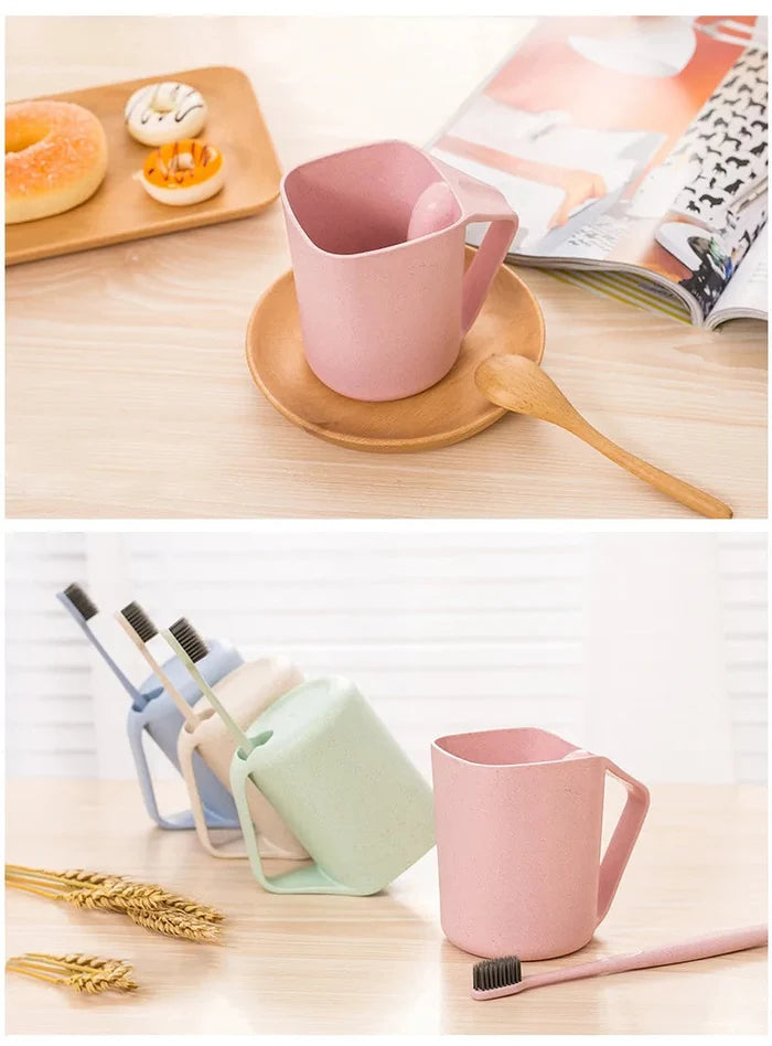 Wheat Square Mouth Oblique Toothbrush Cup Rieworkes