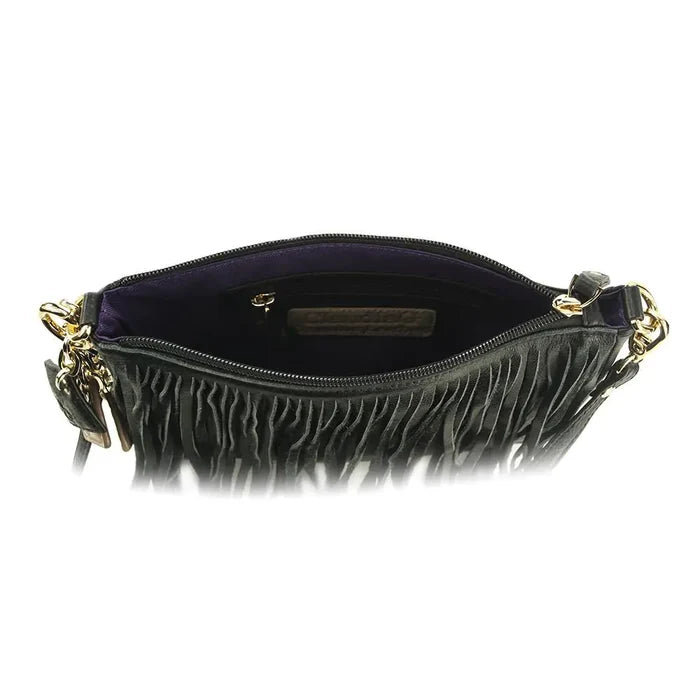 Willow Fringe Leather Handbag -Midnight Black Rieworkes