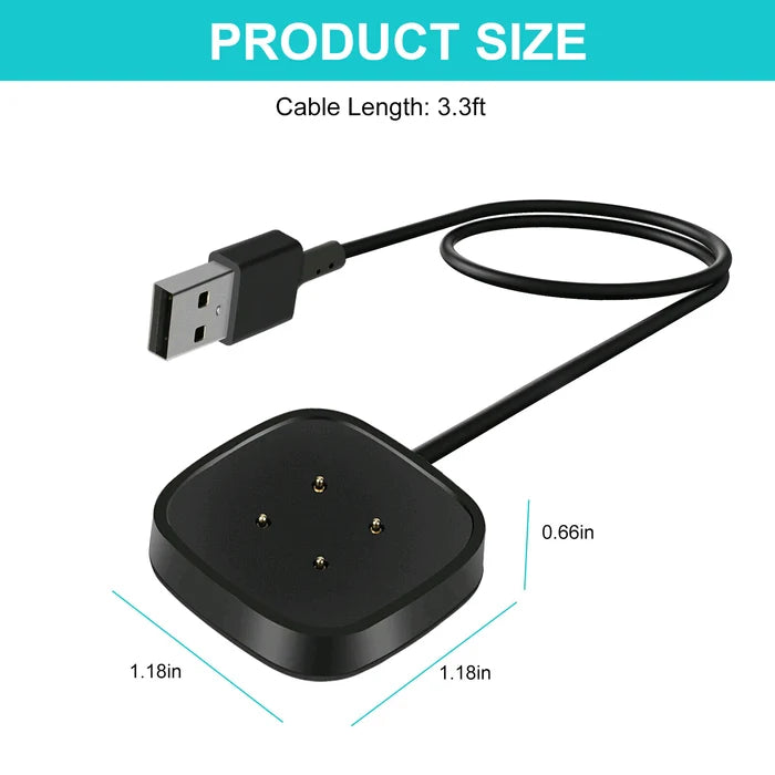 Wireless Charger For Fitbit Sense Versa 3 4 Watch USB Fast Charging Dock Cable Rieworkes
