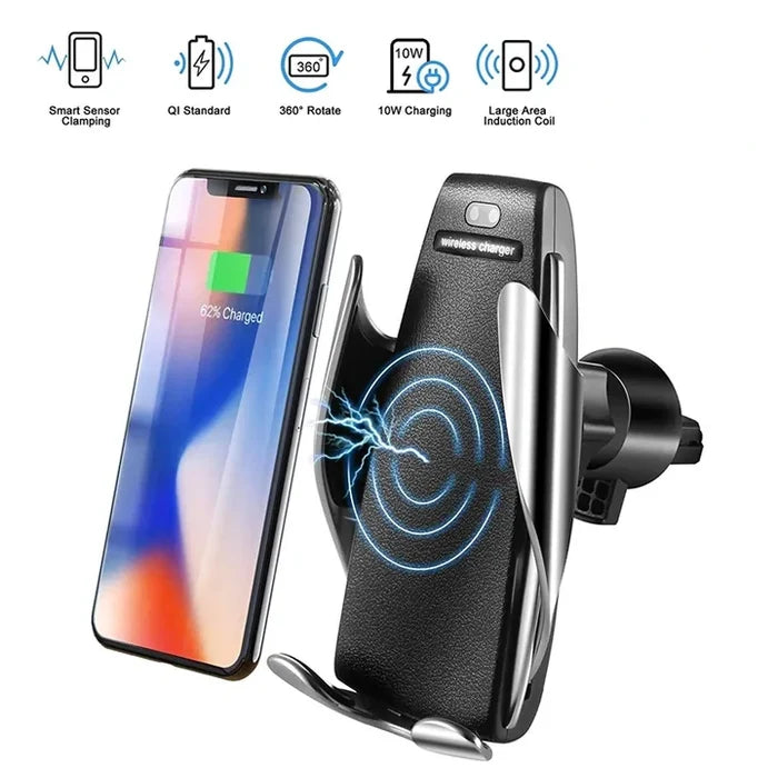 Wireless sensor car phone holder & charger. Rieworkes
