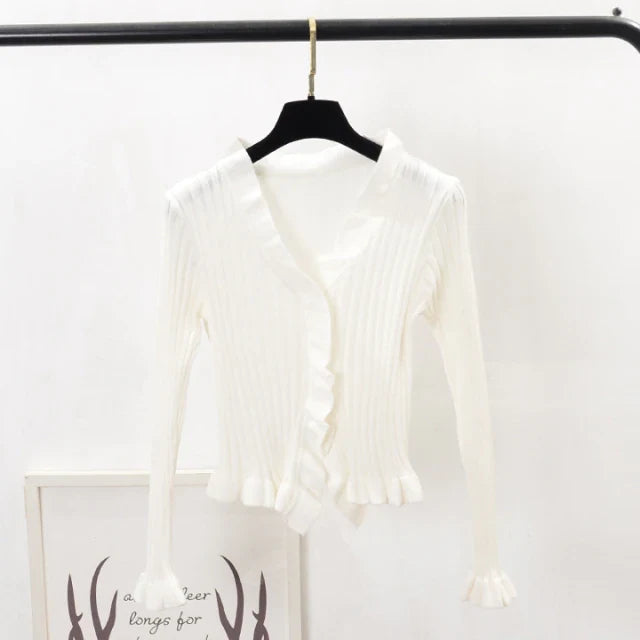 Women Ruffles Sweaters Cardigans Rieworkes
