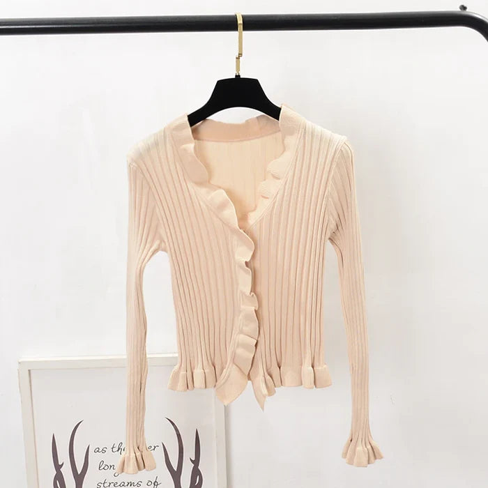 Women Ruffles Sweaters Cardigans Rieworkes