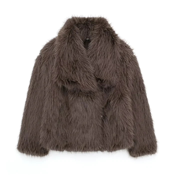 Women's Faux Fox Fur Coat: Luxe Furry Jacket for Autumn and Winter Rieworkes
